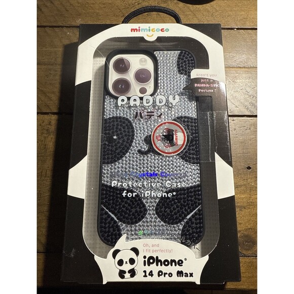 IPHONE 14 PRO MAX PROTECTIVE CASE PADDY THE PANDA COVERED IN BLING CRYSTALS NEW - Picture 1 of 4